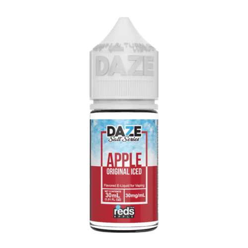 Original tasting Reds apple vape juice, nicotine salts available in 30mg by 7 daze