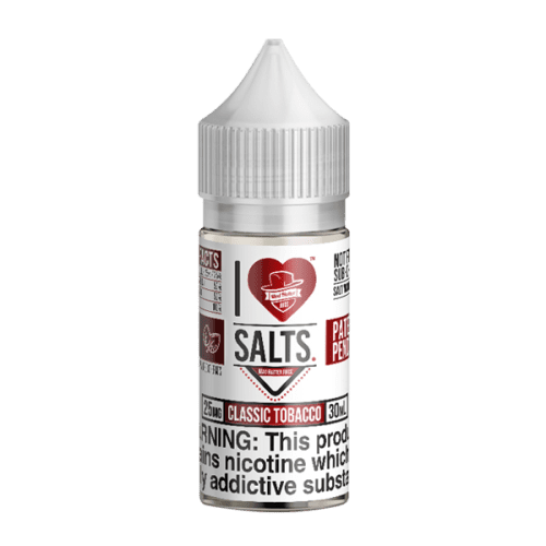 Classic Tobacco flavored nicotine salts in 25mg, an I Love Salts Eliquid