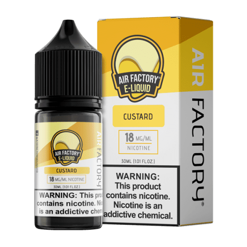 Custard is a sweet & creamy flavored vape juice from Air Factory, blended with nicotine salts