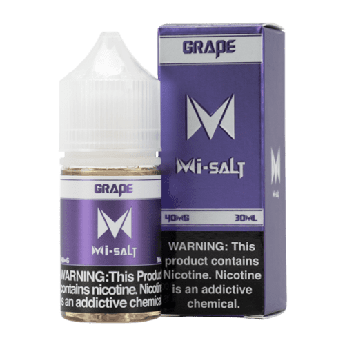 A 30ml vape juice with nicotine in 20mg & 40mg, Grape Mi-Salts by Mi-One Brands