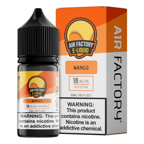 Mango from Air Factory is a sweetened mango flavored vape juice, blended with nicotine salts