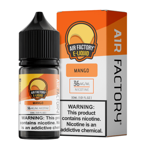 A 30ml vape juice with nicotine salts in 20mg & 40mg, Mango by Air Factory