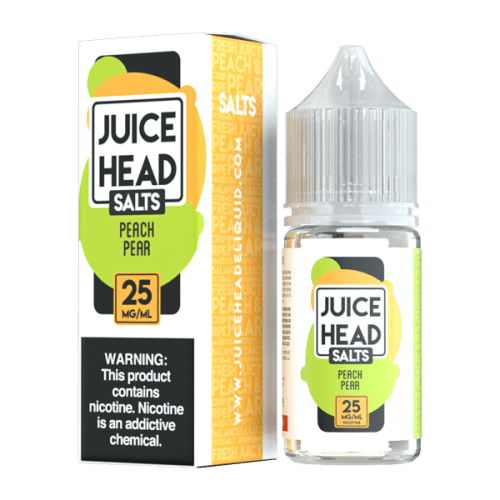 A 30ml vape juice with nicotine salts in 20mg & 40mg, Peach Pear by Juice Head