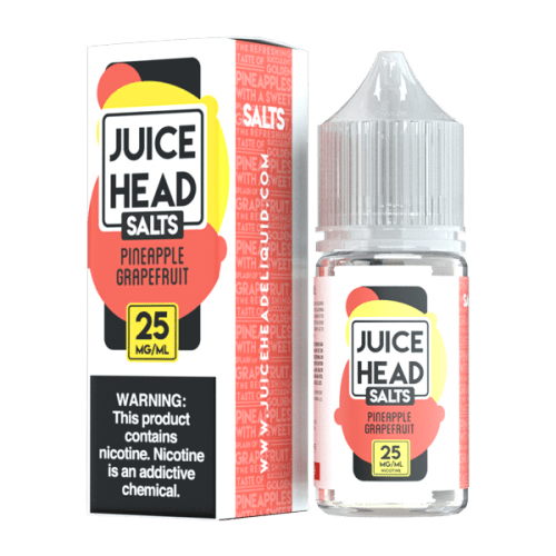 Pineapple grapefruit e-liquid by Juice Head is a fruity flavored vape juice, blended with nicotine salts