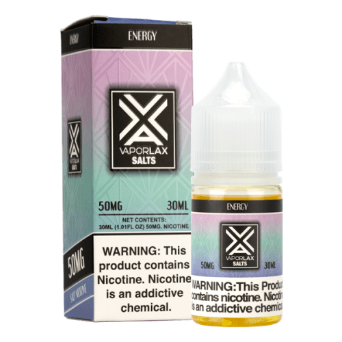 Energy drink flavored vape juice, made by VaporLax with smooth nicotine salts