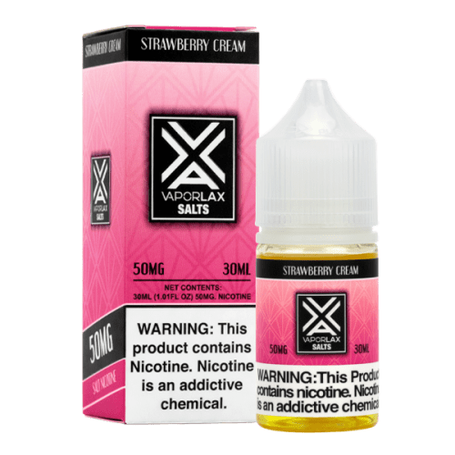 Strawberry Cream by VaporLax Salts is a creamy flavored vape juice, blended with nicotine salts