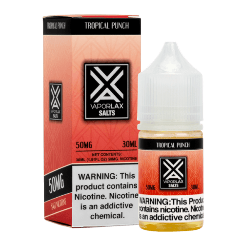 Tropical Punch by VaporLax Salts is a tropical flavored vape juice, blended with nicotine salts